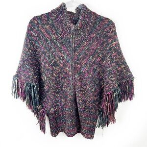 Chico's Zip front multi-color knit poncho size: S